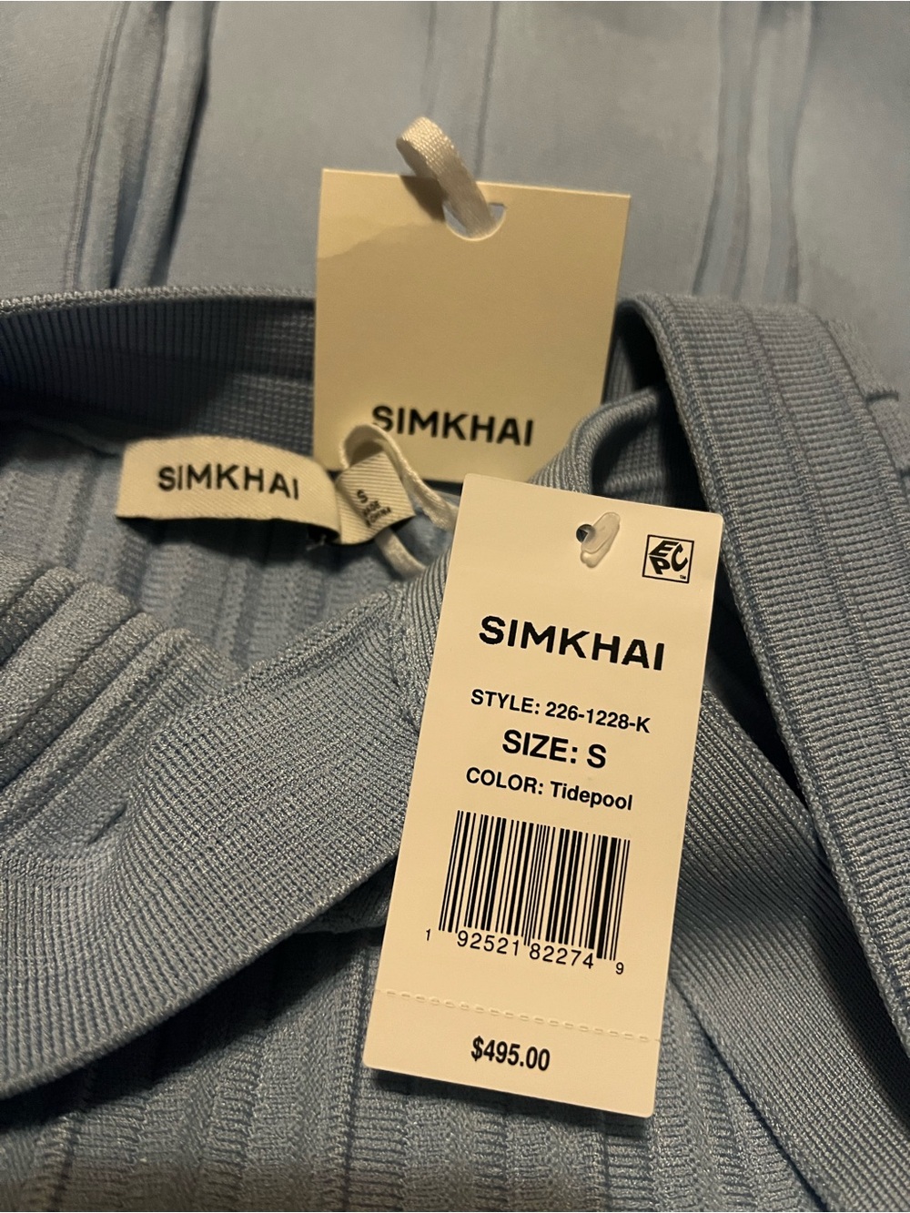 Simkhai Light Blue Square Neck Ribbed Mini Dress - Picture 7 of 7